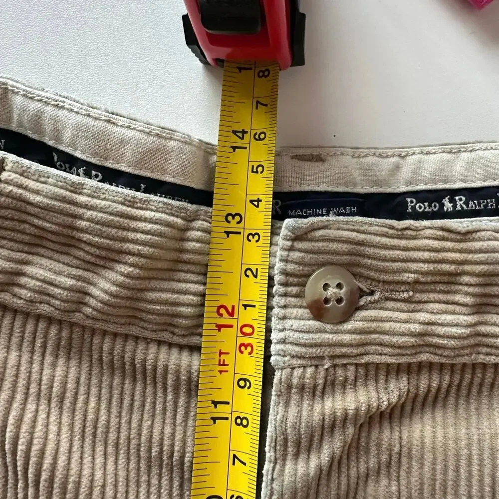 Polo Ralph Lauren Polo Cords Men’s Corduroy Pleated Trousers Size 38 Tan Preppy